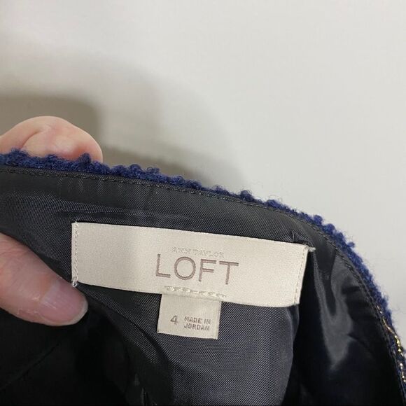 Loft‎ Blue & Gold Tweed Lined Mini Skirt - Picture 7 of 8